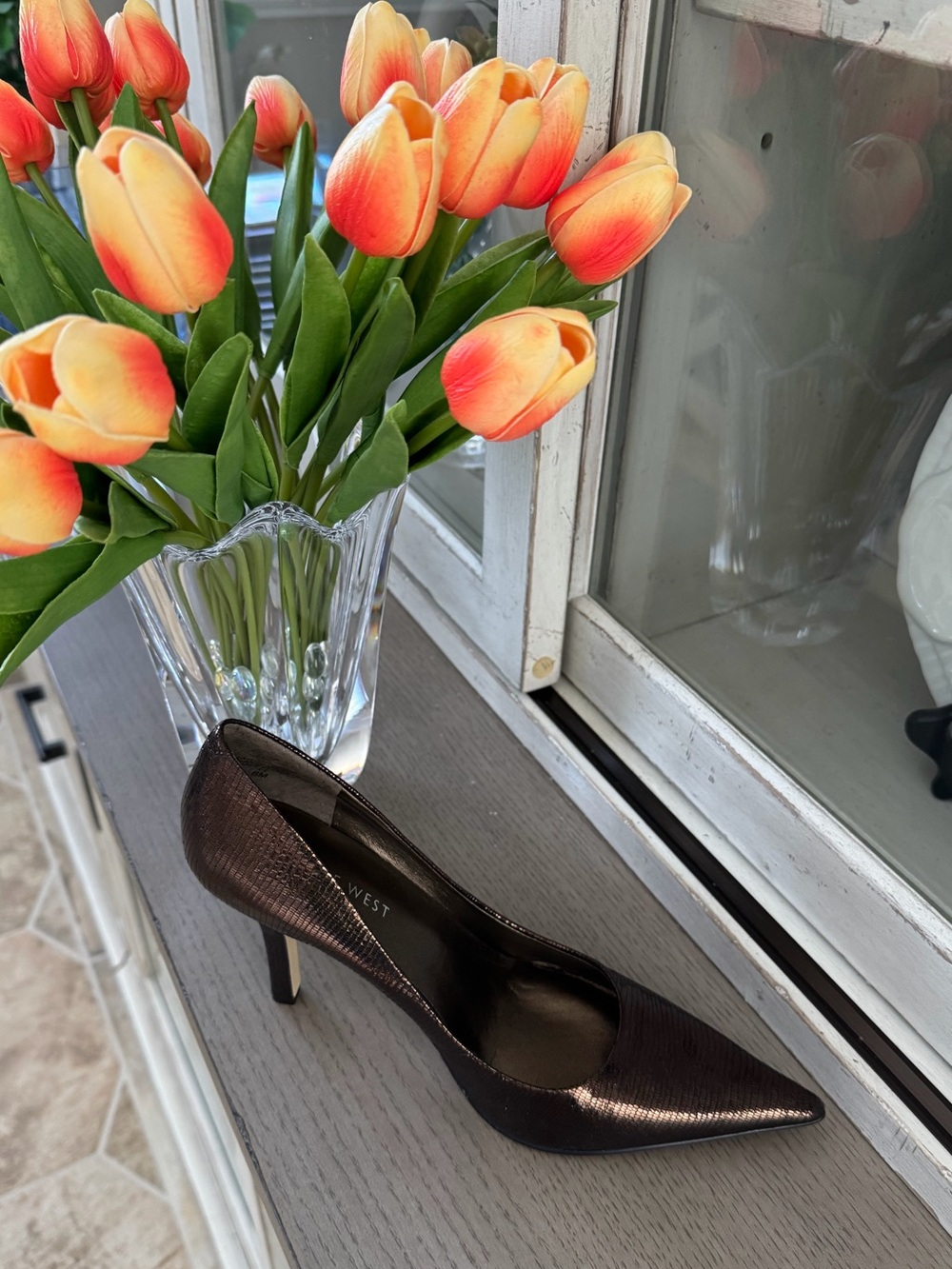 Nine West Bronze Metallic Pointed-Toe Pump